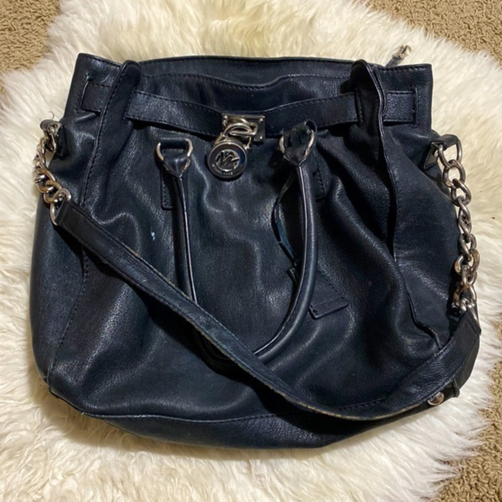 Michael Kors Black Leather Hamilton Bag‎